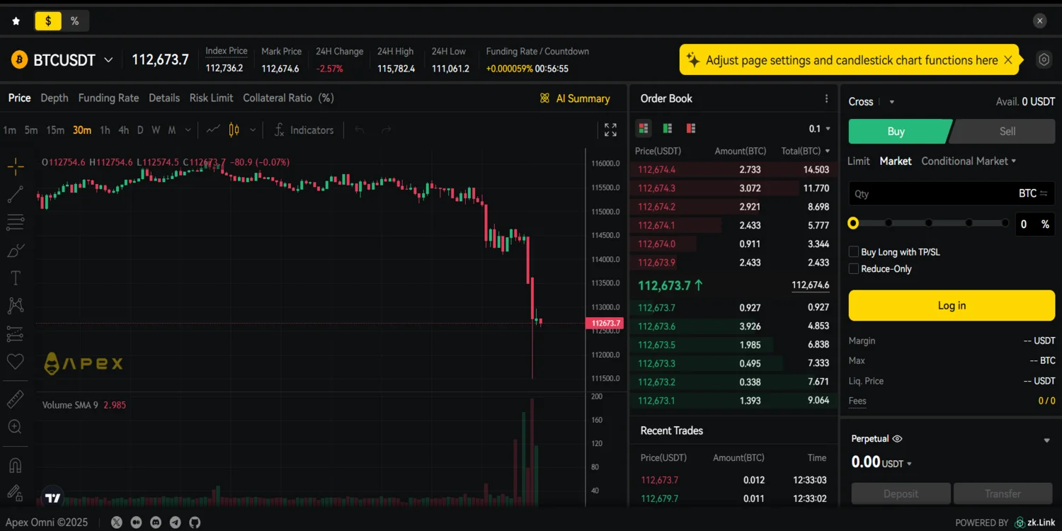 Futuristic digital trading dashboard displaying a cross-chain perpetual DEX aggregator interface with real-time analytics and multi-chain connectivity, representing the evolution of on-chain derivatives trading in 2025.