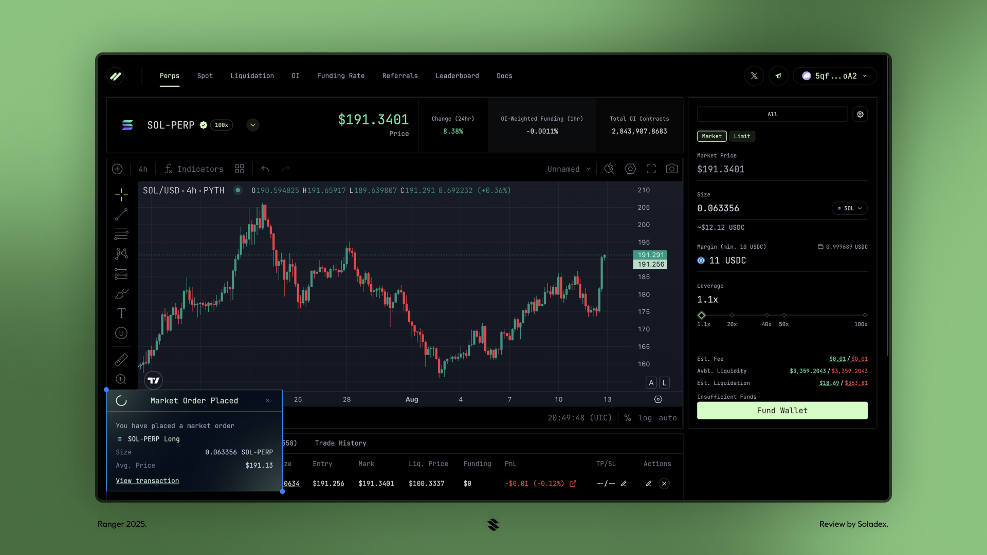 Multi-asset trading interface on Ranger Finance