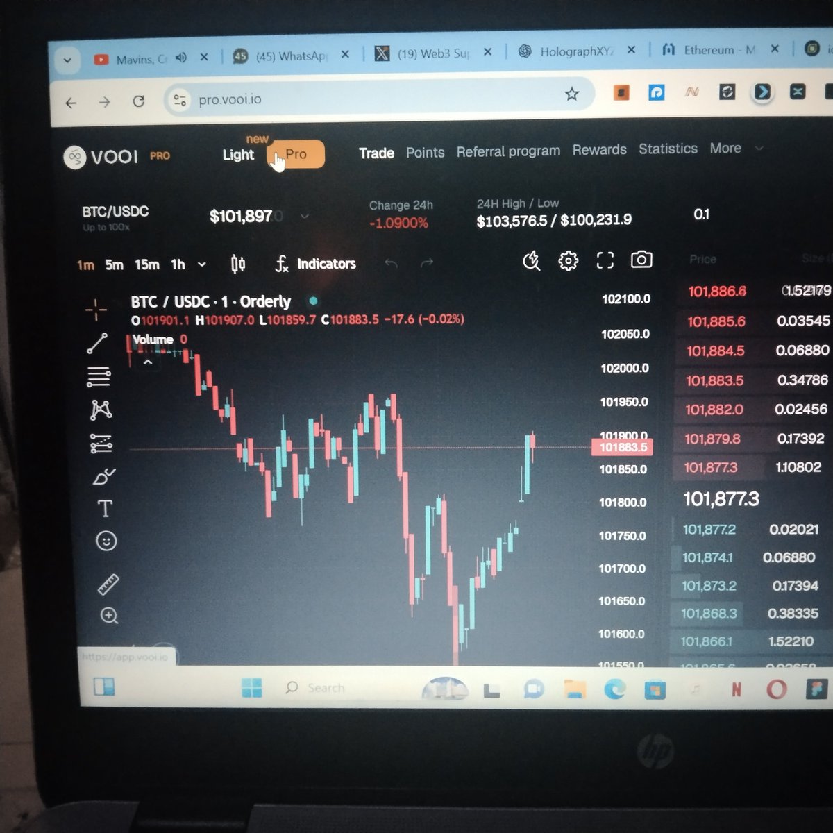 VOOI Pro interface screenshot displaying advanced order options for cross-chain leverage trading in 2025